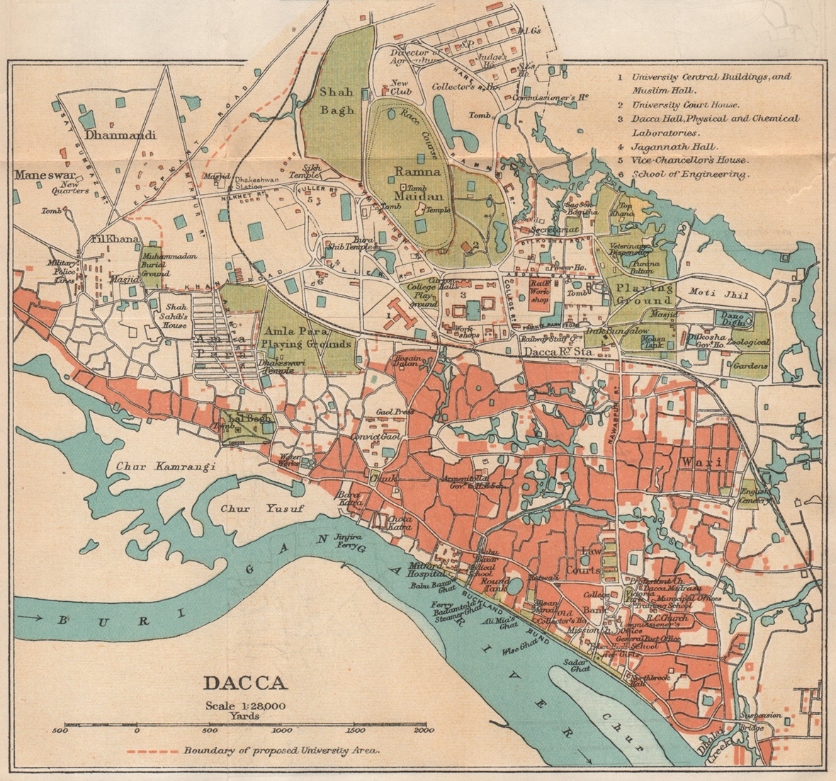 Dhaka in 1924 as a perpetually porous city, permeated and defined by water.  Image courtesy of Antiqua Print Gallery/Alamy